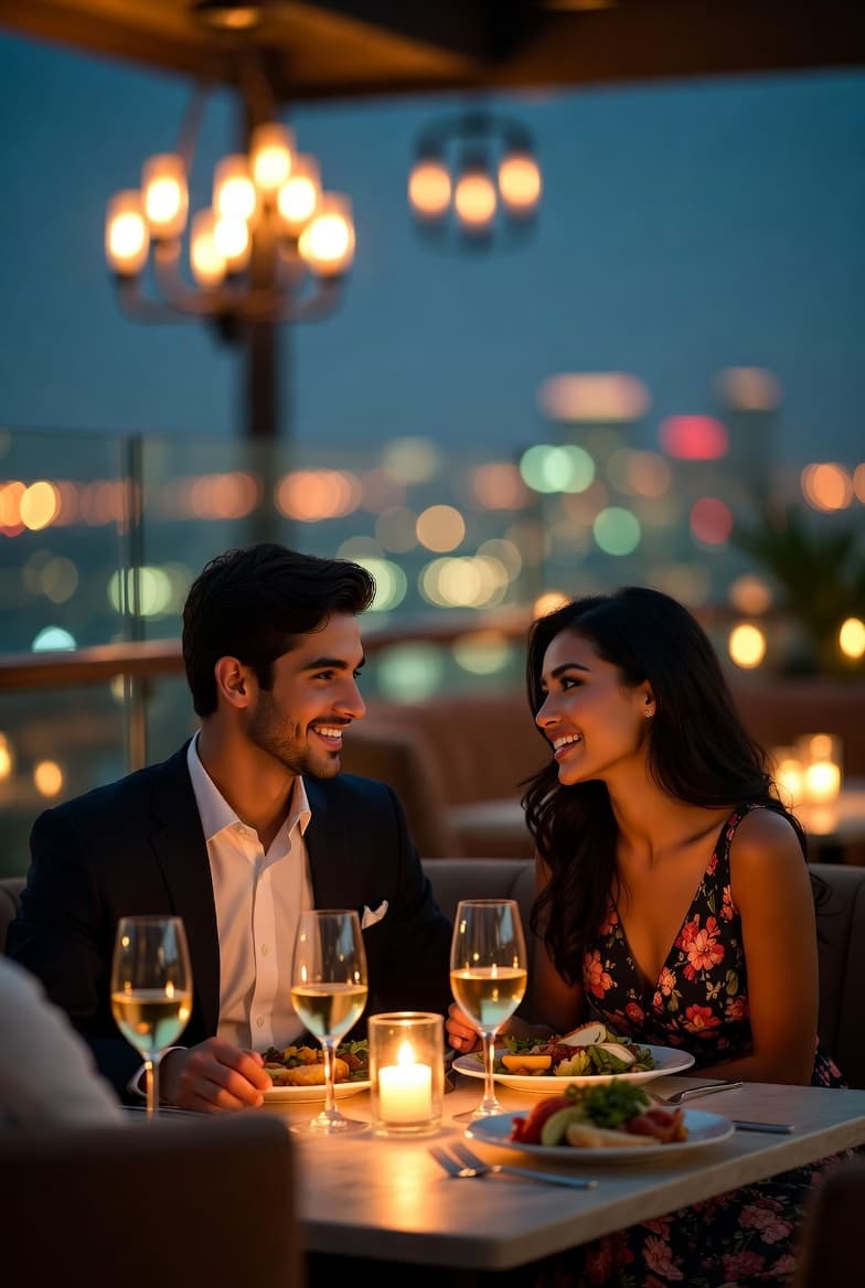 Friends at an upscale dinner